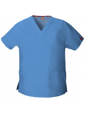 Blouse médicale Col V Femme, Dickies, 2 poches, Collection "EDS signature" (86706), couleur bleu ciel, vue produit