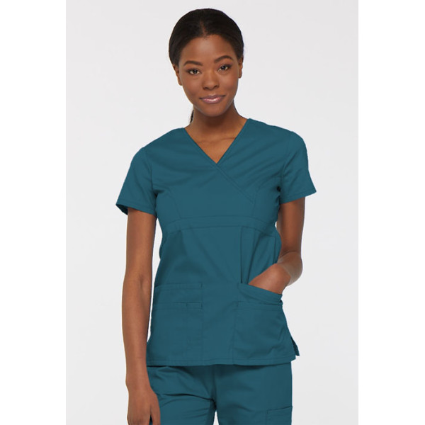 Blouse médicale Cache Coeur Femme, Dickies, collection "EDS signature" (85820), couleur vert caraïbe vue face