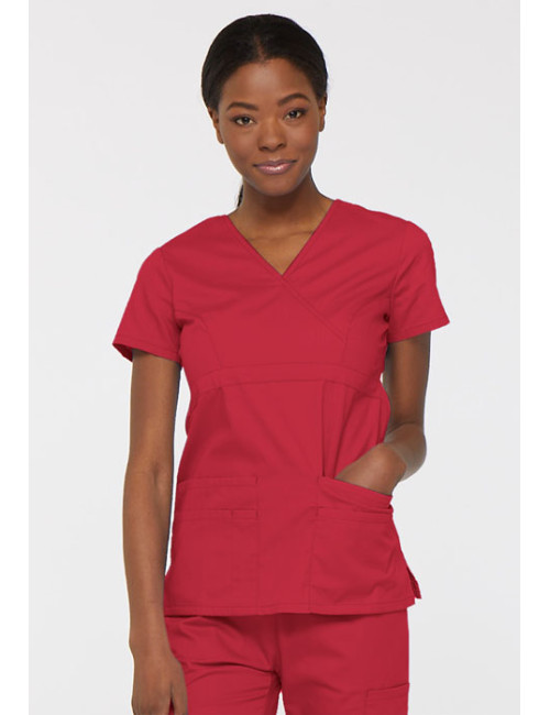 Blouse médicale Cache Coeur Femme, Dickies, collection "EDS signature" (85820), couleur rouge vue face