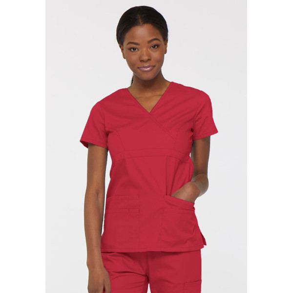 Blouse médicale Cache Coeur Femme, Dickies, collection "EDS signature" (85820), couleur rouge vue face