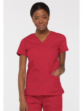 Blouse médicale Cache Coeur Femme, Dickies, collection "EDS signature" (85820), couleur rouge vue face