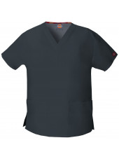 Blouse médicale Col V Femme, Dickies, 2 poches, Collection "EDS signature" (86706), couleur gris anthracite, vue produit