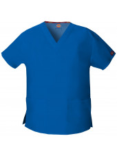 Blouse médicale Col V Femme, Dickies, 2 poches, Collection "EDS signature" (86706), couleur bleu royal, vue produit
