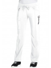 Pantalon médical élastique et cordon Antimicrobien, Cherokee collection "Infinity" (1123A), vue coté, couleur blanc