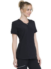 Blouse médicale femme Antibactérienne, Cherokee, Collection "Infinity" (CK810A) noir gauche