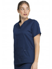 Blouse médicale 2 poches Femme, Dickies, Collection "Genuine" (GD640), couleur bleu marine vue gauche