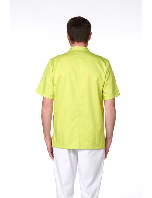 Blouse Médicale Homme Trendy, couleur Citron Vert, vue de dos, Camille Lavandie (2622)
