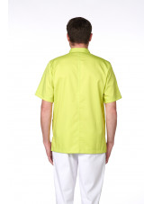 Blouse Médicale Homme Trendy, couleur Citron Vert, vue de dos, Camille Lavandie (2622)