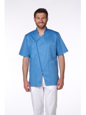 Blouse Médicale Homme Trendy, couleur Curaçao, vue de face, Camille Lavandie (2620)