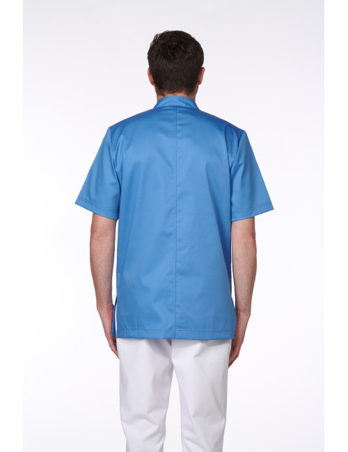 Blouse Médicale Homme Trendy, couleur Curaçao, vue de face, Camille Lavandie (2620)