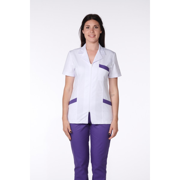 Blouse Médicale, Femme, Bicolore, Trendy, Camille Lavandie (2613)
