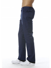 Pantalon Médical Homme Sweety, couleur Bleu de Chine, vue de coté, Camille Lavandie (281)
