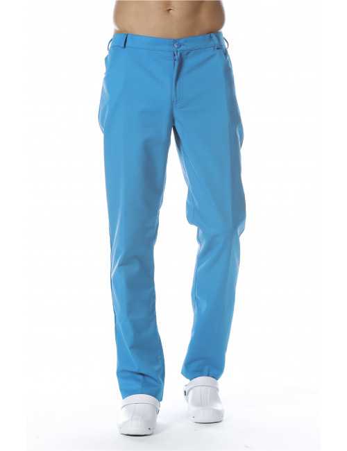 Pantalon Médical Homme Sweety, couleur Bleu Santorin, vue de face, Camille Lavandie (281)