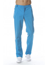 Pantalon Médical Homme Sweety, couleur Bleu Santorin, vue de face, Camille Lavandie (281)