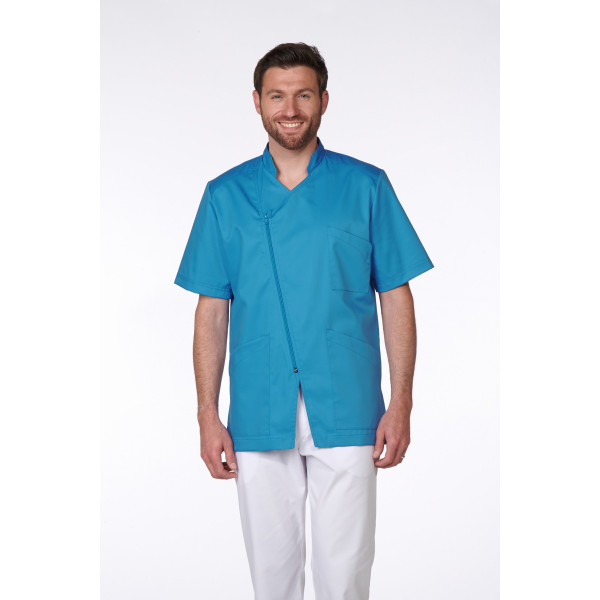 Blouse Médicale Homme Sweety, couleur Bleu Santorin, vue de face, Camille Lavandie (2620)