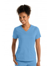 Blouse médicale femme, couleur bleu ciel vue de face, collection "Grey's Anatomy Stretch" (GRST011-)