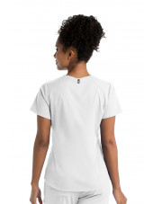 Blouse médicale femme, couleur blanche vue de dos, collection "Grey's Anatomy Stretch" (GRST011-)