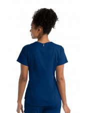 Blouse médicale femme, couleur bleu marine vue de dos, collection "Grey's Anatomy Stretch" (GRST011-)