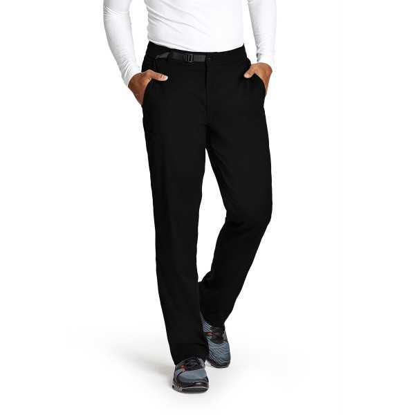 Pantalon médical homme, couleur noir vue de face, collection "Grey's Anatomy Stretch" (GRSP507-)