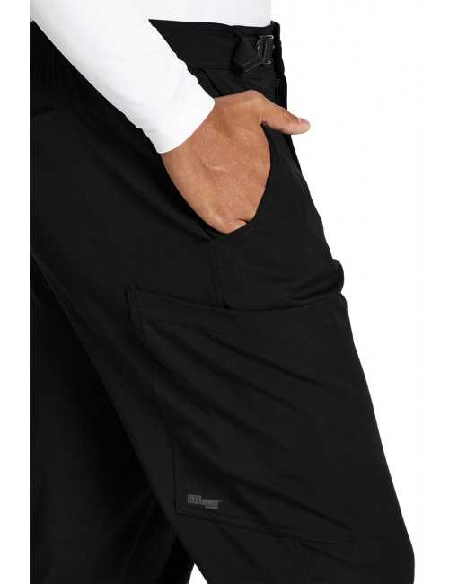 Pantalon médical homme, couleur noir vue détail, collection "Grey's Anatomy Stretch" (GRSP507-)