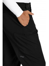Pantalon médical homme, couleur noir vue détail, collection "Grey's Anatomy Stretch" (GRSP507-)