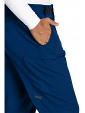 Pantalon médical homme, couleur bleu marine vue détail, collection "Grey's Anatomy Stretch" (GRSP507-)