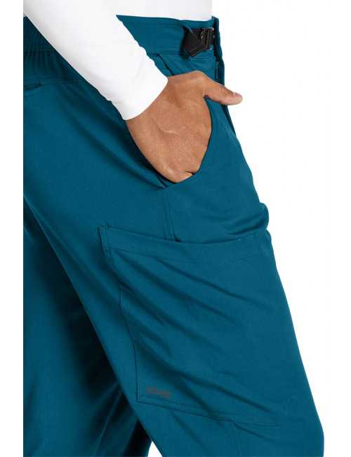 Pantalon médical homme, couleur vert caraïbe vue détail, collection "Grey's Anatomy Stretch" (GRSP507-)