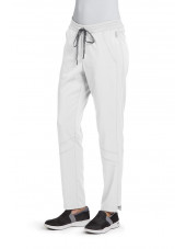 Pantalon médical femme, couleur blanc vue de face, collection "Grey's Anatomy Stretch" (GVSP509-)