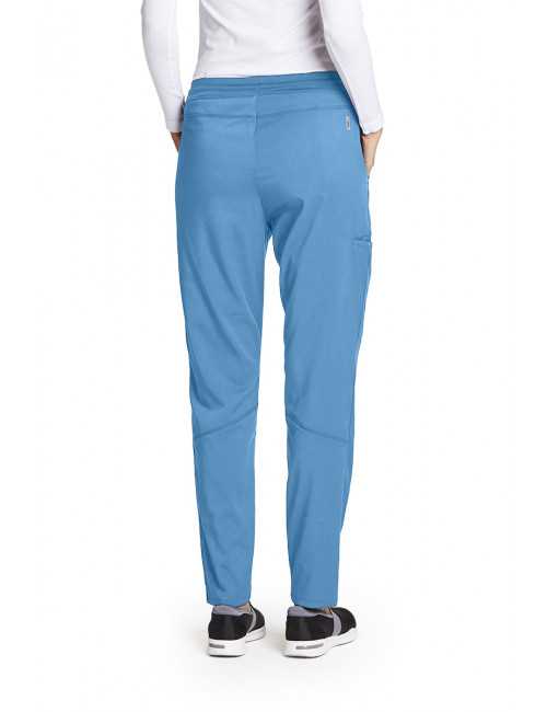 Pantalon médical femme, couleur bleu ciel vue de dos, collection "Grey's Anatomy Stretch" (GVSP509-)