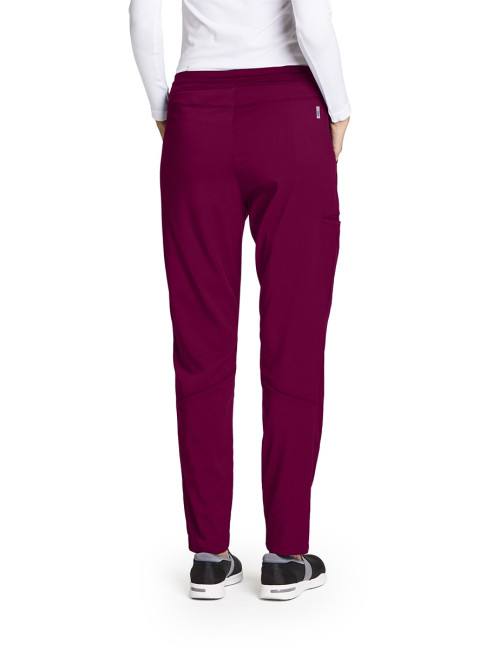 Pantalon médical femme, couleur bordeaux vue de dos, collection "Grey's Anatomy Stretch" (GVSP509-)