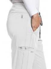 Pantalon médical femme, couleur blanc vue détail, collection "Grey's Anatomy Stretch" (GVSP509-)