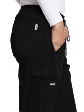 Pantalon médical femme, couleur noir vue détail, collection "Grey's Anatomy Stretch" (GVSP509-)