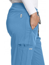 Pantalon médical femme, couleur bleu ciel vue détail, collection "Grey's Anatomy Stretch" (GVSP509-)
