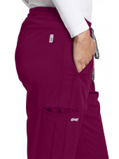 Pantalon médical femme, couleur bordeaux vue détail, collection "Grey's Anatomy Stretch" (GVSP509-)