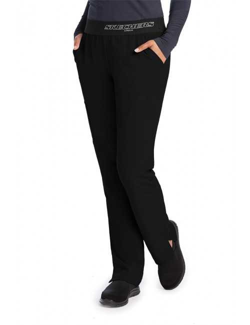 Pantalon médical femme, couleur noir vue de face, collection "Skechers" (SK202-)