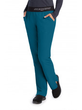 Pantalon médical femme, couleur vert caraïbe vue de face, collection "Skechers" (SK202-)