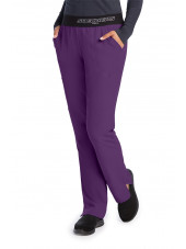 Pantalon médical femme, couleur aubergine vue de face, collection "Skechers" (SK202-)