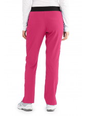 Pantalon médical femme, couleur framboise vue de dos, collection "Skechers" (SK202-)