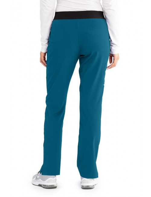 Pantalon médical femme, couleur vert caraïbe vue de dos, collection "Skechers" (SK202-)