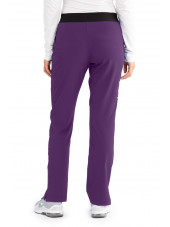 Pantalon médical femme, couleur aubergine vue de dos, collection "Skechers" (SK202-)