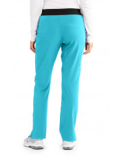 Pantalon médical femme, couleur turquoise de dos, collection "Skechers" (SK202-)