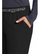Pantalon médical femme, couleur noir vue détail, collection "Skechers" (SK202-)