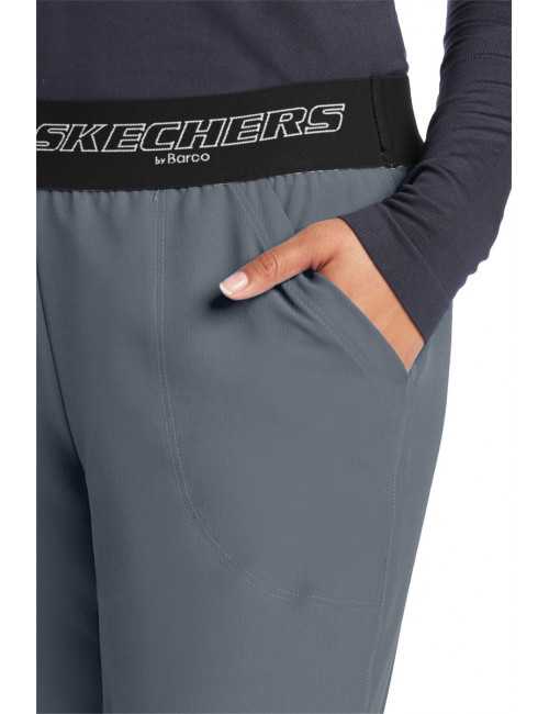 Pantalon médical femme, couleur gris anthracite vue détail, collection "Skechers" (SK202-)