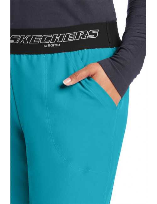 Pantalon médical femme, couleur bleu turquoise vue détail, collection "Skechers" (SK202-)