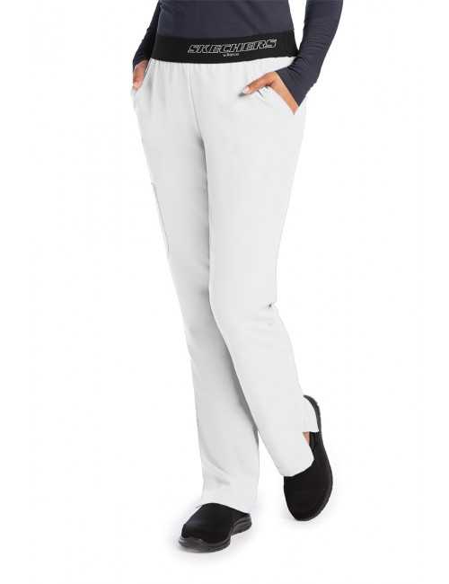 Pantalon médical femme, couleur blanc vue de face, collection "Skechers" (SK202-)