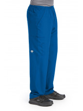Pantalon médical homme, couleur bleu royal vue de côté, collection "Skechers" (SK0215-)