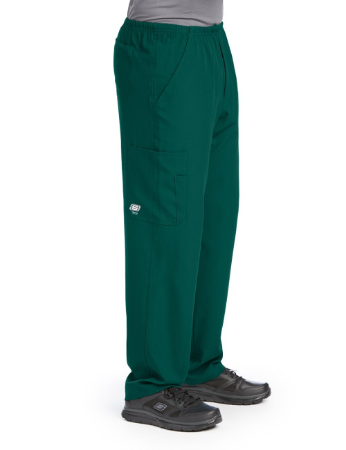 Pantalon médical homme, couleur vert chirurgien vue de côté, collection "Skechers" (SK0215-)