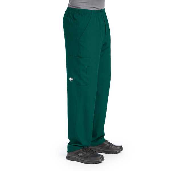 Pantalon médical homme, couleur vert chirurgien vue de côté, collection "Skechers" (SK0215-)