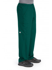 Pantalon médical homme, couleur vert chirurgien vue de côté, collection "Skechers" (SK0215-)