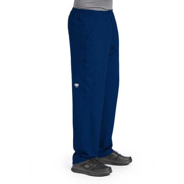 Pantalon médical homme, couleur bleu marine vue de côté, collection "Skechers" (SK0215-)